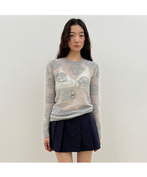 Rose Artwork Long Sleeve Knit (Grey)