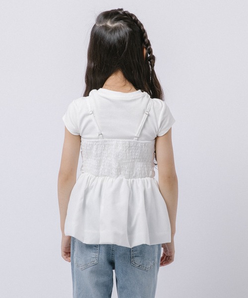 URBAN CHERRY（アーバンチェリー）の「ギャザーキャミビスチェ（キャミソール・キッズ・ホワイト・110cm/120cm/130cm/140cm/150cm）」の3枚目の写真