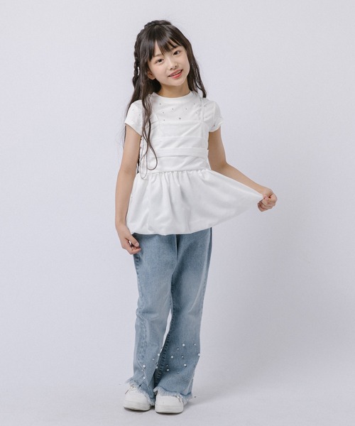 URBAN CHERRY（アーバンチェリー）の「ギャザーキャミビスチェ（キャミソール・キッズ・ホワイト・110cm/120cm/130cm/140cm/150cm）」の4枚目の写真