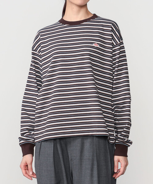 DANTON(ダントン)の「DANTON | クルーネック 長袖ボーダーTシャツ WOMEN(Tシャツ/カットソー・レディース・ブラウン系その他2/ブラウン系その他・S/M)」の1枚目の写真