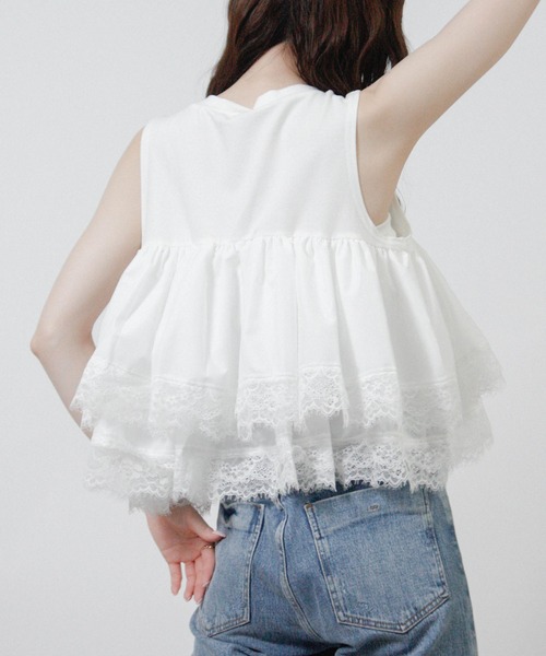 NYLAUS(ナイラス)の「【SG】ティアードフリル レース ノースリーブTシャツ キャミソール タンクトップ(キャミソール・レディース・ブラック/ブラウン/オフホワイト・M)」の7枚目の写真