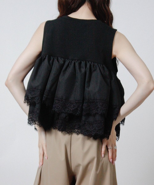 NYLAUS(ナイラス)の「【SG】ティアードフリル レース ノースリーブTシャツ キャミソール タンクトップ(キャミソール・レディース・ブラック/ブラウン/オフホワイト・M)」の22枚目の写真