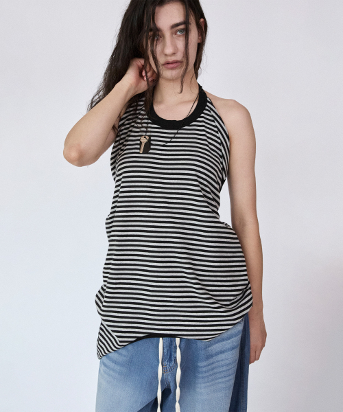 WHOLE PAPER(ホールペーパー)の「ストライプ シックスウェイ ROUJE PARIS トップ (ブラック)(Tシャツ/カットソー・レディース・ブラック・FREE)」の3枚目の写真