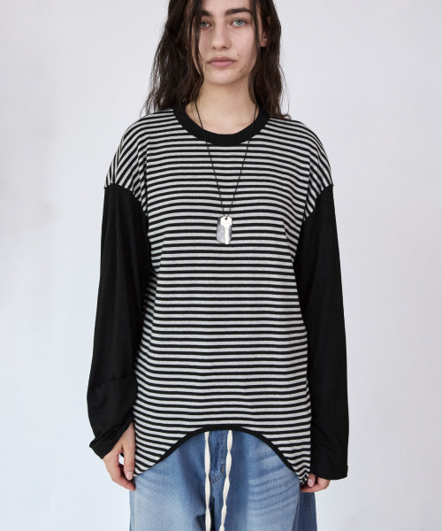 WHOLE PAPER(ホールペーパー)の「ストライプ シックスウェイ ROUJE PARIS トップ (ブラック)(Tシャツ/カットソー・レディース・ブラック・FREE)」の5枚目の写真