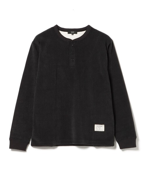 BEAMS HEART(ビームスハート)の「モールワッフル ヘンリーネック カットソー(Tシャツ/カットソー・メンズ・ブラック/グレー・L/M/S/XL)」の9枚目の写真