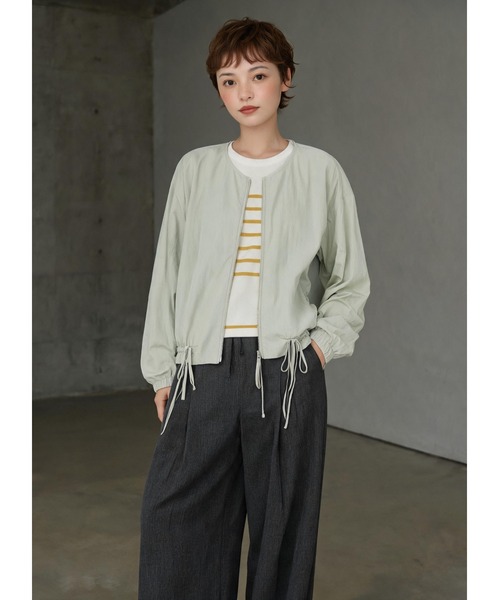 Sew loop(ソーループ)の「ドロスト薄手長袖ブルゾンジャケット春秋カーディガン(ブルゾン・レディース・ライトグリーン/ライトグレー/ライトブラウン・FREE)」の13枚目の写真