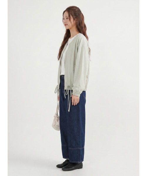 Sew loop(ソーループ)の「ドロスト薄手長袖ブルゾンジャケット春秋カーディガン(ブルゾン・レディース・ライトグリーン/ライトグレー/ライトブラウン・FREE)」の15枚目の写真