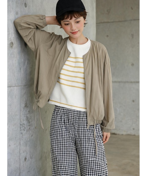 Sew loop(ソーループ)の「ドロスト薄手長袖ブルゾンジャケット春秋カーディガン(ブルゾン・レディース・ライトグリーン/ライトグレー/ライトブラウン・FREE)」の22枚目の写真