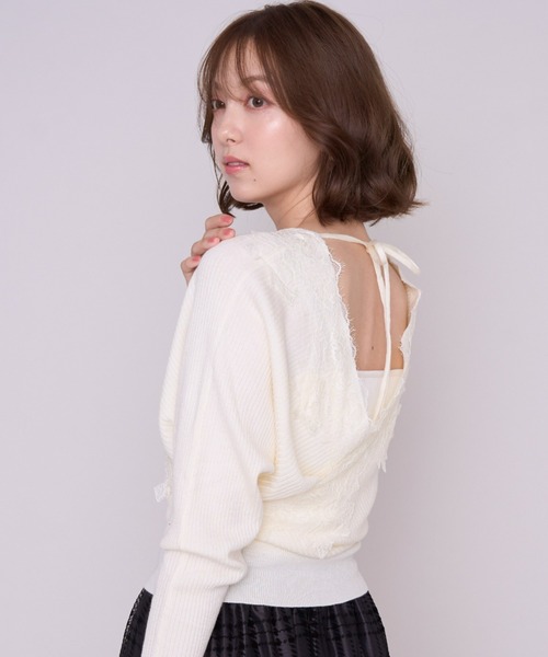 MISCH MASCH(ミッシュマッシュ)の「2026秋冬新作 レースカシュクールリブニット(ニット/セーター・レディース・ブラウン/ピンク/アイボリー・フリ-)」の18枚目の写真