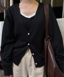 ruffle trim layered like knit cardigan / ラッフルトリムレイヤードライクニットカーディガン