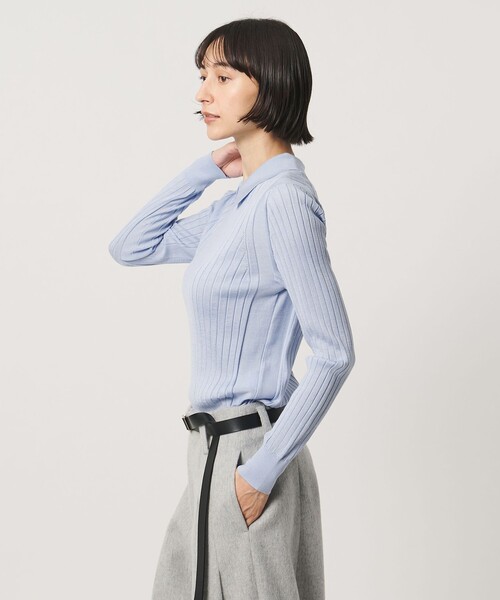 UNITED ARROWS(ユナイテッドアローズ)の「【別注】<SLOANE>ワイドリブ ポロニット(ニット/セーター・レディース・ブラウン系/ライトブルー・2)」の7枚目の写真