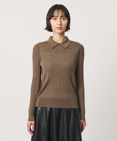 UNITED ARROWS(ユナイテッドアローズ)の「【別注】<SLOANE>ワイドリブ ポロニット(ニット/セーター・レディース・ブラウン系/ライトブルー・2)」の9枚目の写真