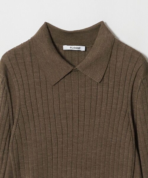 UNITED ARROWS(ユナイテッドアローズ)の「【別注】<SLOANE>ワイドリブ ポロニット(ニット/セーター・レディース・ブラウン系/ライトブルー・2)」の14枚目の写真