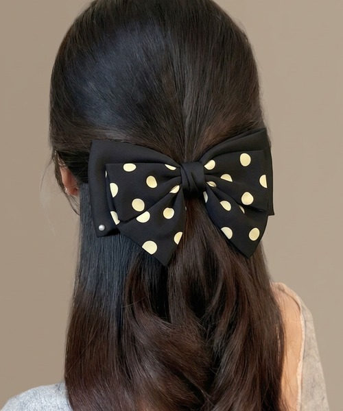 セール】ドット柄リボンバレッタ（バレッタ/ヘアクリップ）｜IRADOWL