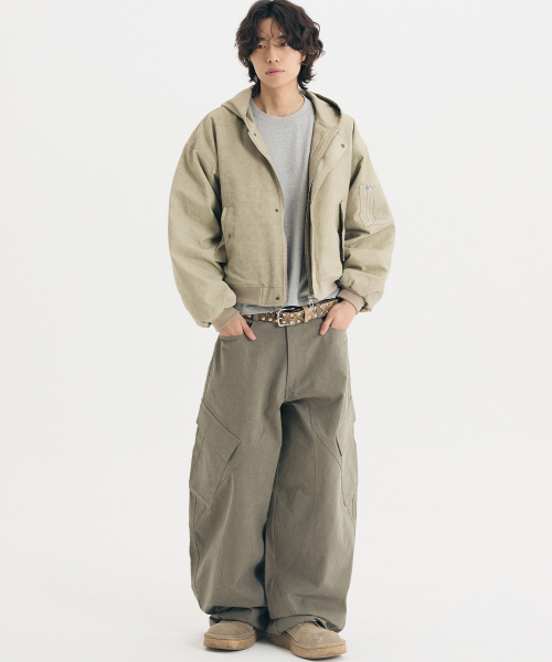THEN OUR(デンアワー)の「フライトウォッシュドフードジャケット(ベージュ)(ブルゾン・メンズ・その他・MEDIUM/LARGE)」の2枚目の写真