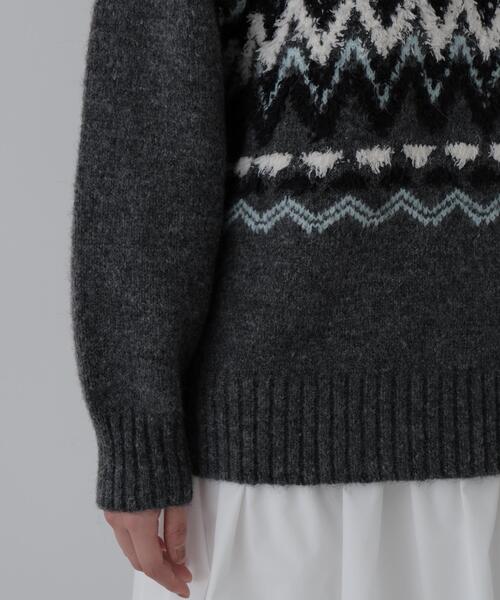 N.(N. Natural Beauty Basic)(エヌエヌナチュラルビューティーベーシック)の「ジオメトリックVネックニット(ニット/セーター・レディース・グレー系その他/ベージュ系その他・FREE)」の14枚目の写真