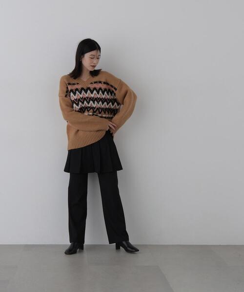 N.(N. Natural Beauty Basic)(エヌエヌナチュラルビューティーベーシック)の「ジオメトリックVネックニット(ニット/セーター・レディース・グレー系その他/ベージュ系その他・FREE)」の16枚目の写真