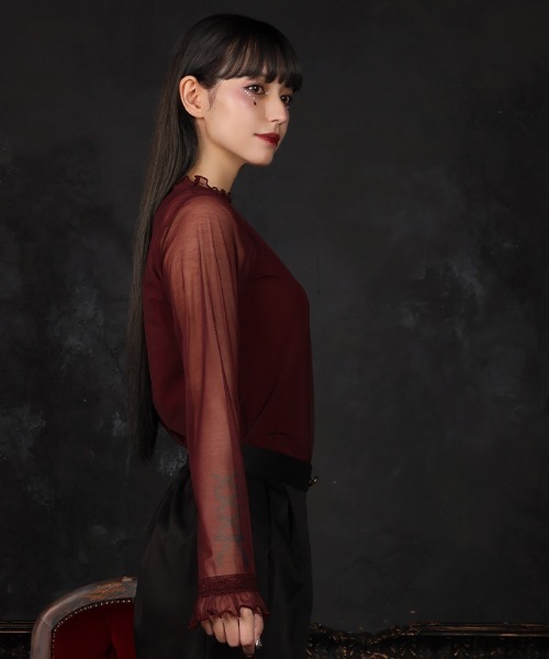 axes femme(アクシーズファム)の「PTシアー2WAYインナー(Tシャツ/カットソー・レディース・ワイン/ブラック・FREE)」の4枚目の写真