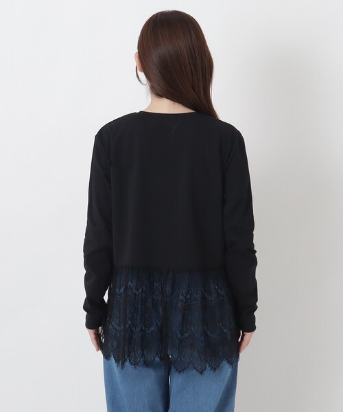 one'sterrace(ワンズテラス)の「裾レース切替 長袖プルオーバー(Tシャツ/カットソー・レディース・ブラック系8/アイボリー系8・02)」の5枚目の写真