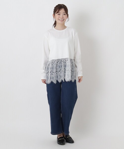 one'sterrace(ワンズテラス)の「裾レース切替 長袖プルオーバー(Tシャツ/カットソー・レディース・ブラック系8/アイボリー系8・02)」の11枚目の写真