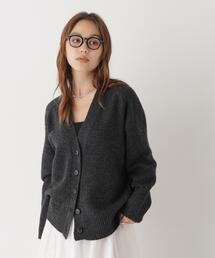 圧縮サドルスリーブVネックニットカーディガン