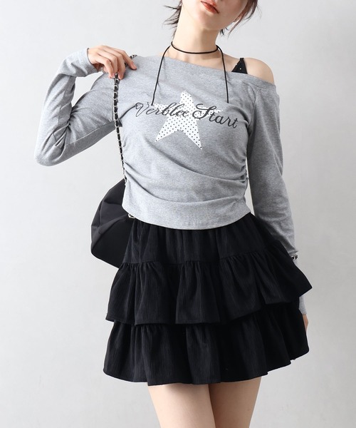 SpRay(スプレイ)の「スターモチーフオフショルロンT(Tシャツ/カットソー・レディース・ホワイト/ブラック/グレー・FREE)」の6枚目の写真