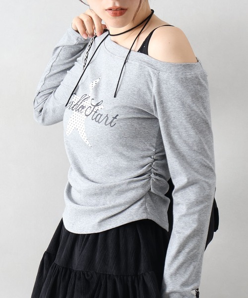 SpRay(スプレイ)の「スターモチーフオフショルロンT(Tシャツ/カットソー・レディース・ホワイト/ブラック/グレー・FREE)」の10枚目の写真