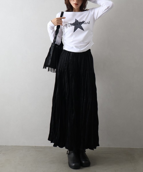 SpRay(スプレイ)の「スターモチーフオフショルロンT(Tシャツ/カットソー・レディース・ホワイト/ブラック/グレー・FREE)」の16枚目の写真