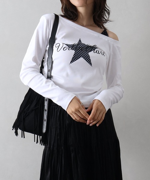 SpRay(スプレイ)の「スターモチーフオフショルロンT(Tシャツ/カットソー・レディース・ホワイト/ブラック/グレー・FREE)」の18枚目の写真