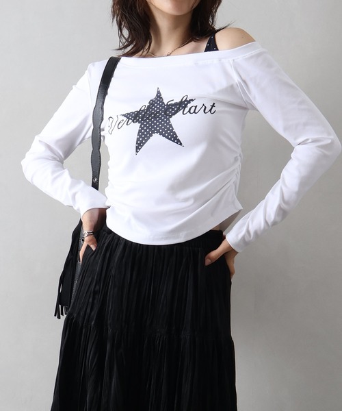 SpRay(スプレイ)の「スターモチーフオフショルロンT(Tシャツ/カットソー・レディース・ホワイト/ブラック/グレー・FREE)」の19枚目の写真