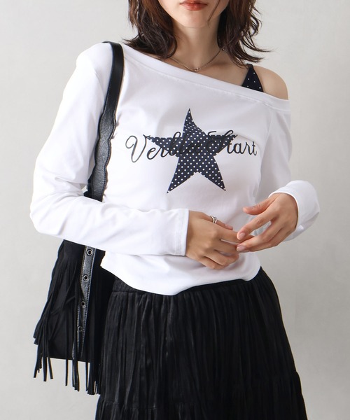 SpRay(スプレイ)の「スターモチーフオフショルロンT(Tシャツ/カットソー・レディース・ホワイト/ブラック/グレー・FREE)」の21枚目の写真