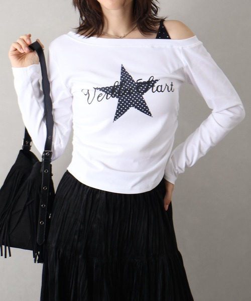 SpRay(スプレイ)の「スターモチーフオフショルロンT(Tシャツ/カットソー・レディース・ホワイト/ブラック/グレー・FREE)」の22枚目の写真