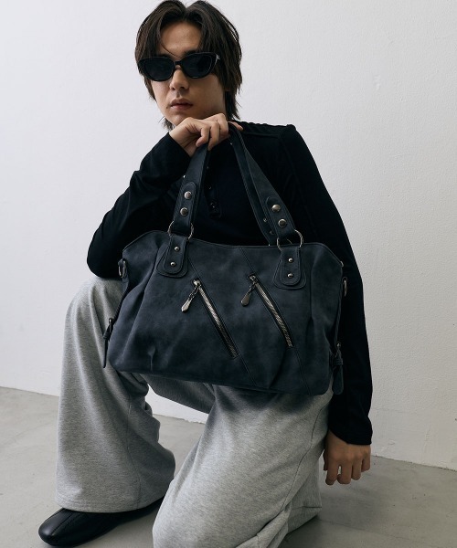 Shoowtime(ショウタイム)の「Vintage Multi Zip 2Way Shoulder Bag / ヴィンテージ マルチジップ 2WAY ショルダーバッグ(ショルダーバッグ・メンズ・グレー系/ブラック系・FREE)」の1枚目の写真