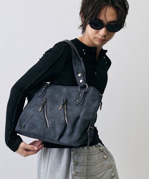 Shoowtime(ショウタイム)の「Vintage Multi Zip 2Way Shoulder Bag / ヴィンテージ マルチジップ 2WAY ショルダーバッグ(ショルダーバッグ・メンズ・グレー系/ブラック系・FREE)」の8枚目の写真