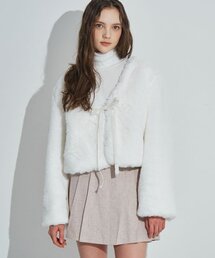 Cozy Ribbon Fur Jacket [Ivory]