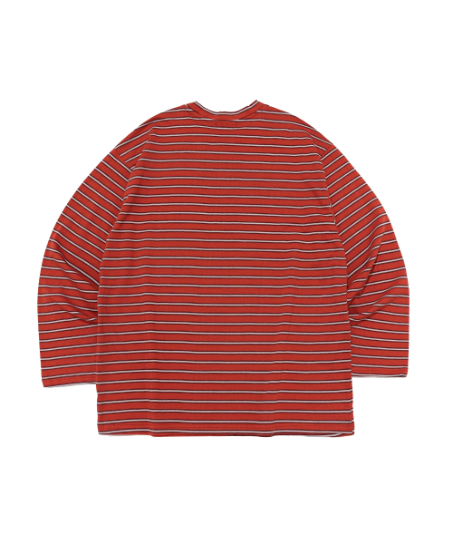 CARGOBROS FOR WOMAN(カーゴブロスフォーウィメン)の「レトロストライプ長袖Tシャツ(レッド)(Tシャツ/カットソー・レディース・その他・FREE)」の2枚目の写真