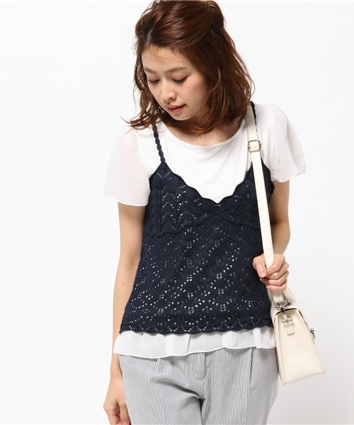 セール 裾ﾌﾘﾙｶｯﾄｿｰ 透かし編みﾆｯﾄｷｬﾐｿｰﾙsetﾄｯﾌﾟｽ 6r02 0557 Tシャツ カットソー Rewde ルゥデ のファッション通販 Zozotown