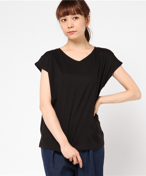 natural couture（ナチュラルクチュール）の「２ＷＡＹタックフレンチＴシャツ（Tシャツ/カットソー・レディース・ブラック/カーキ/ベージュ/レッド・FREE）」の8枚目の写真