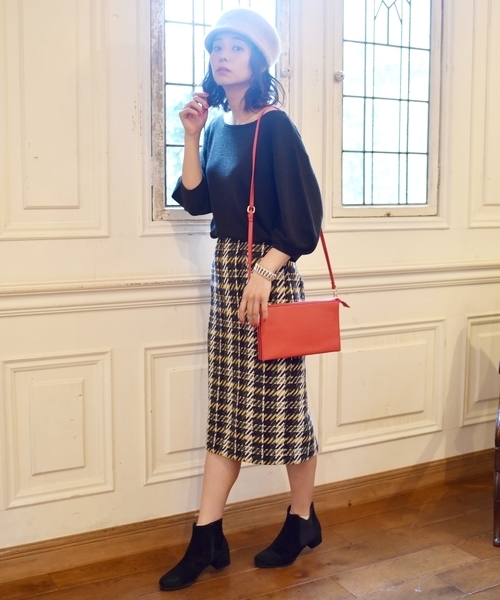 Khaju（カージュ）の「Khaju:チェックペンシルスカート◇（スカート・レディース・カーキ/ワイン・26/27）」の7枚目の写真