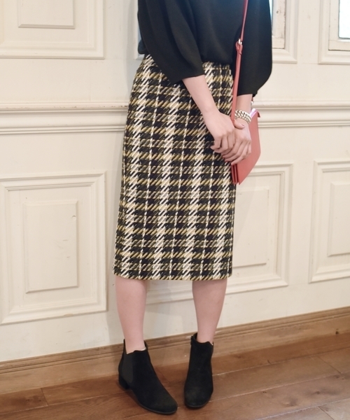 Khaju（カージュ）の「Khaju:チェックペンシルスカート◇（スカート・レディース・カーキ/ワイン・26/27）」の9枚目の写真