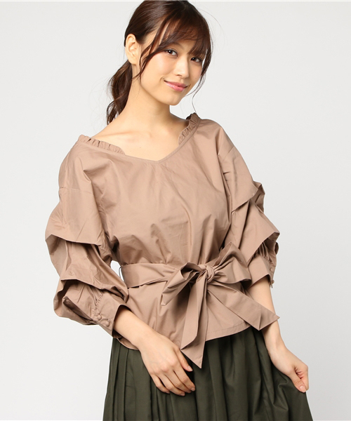 one after another NICE CLAUP（ワンアフターアナザーナイスクラップ）の「前リボンそでボリュームブラウス（シャツ/ブラウス・レディース・ブラウン系その他/チェック/オフホワイト/ピンク系その他・FREE）」の21枚目の写真