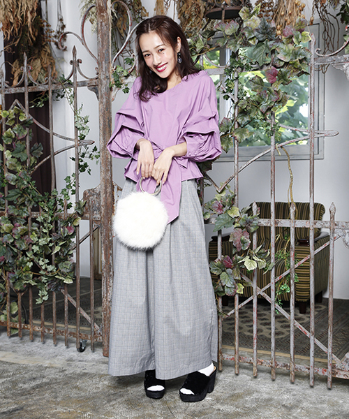 one after another NICE CLAUP（ワンアフターアナザーナイスクラップ）の「前リボンそでボリュームブラウス（シャツ/ブラウス・レディース・ブラウン系その他/チェック/オフホワイト/ピンク系その他・FREE）」の15枚目の写真