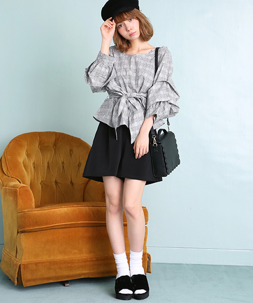 one after another NICE CLAUP（ワンアフターアナザーナイスクラップ）の「前リボンそでボリュームブラウス（シャツ/ブラウス・レディース・ブラウン系その他/チェック/オフホワイト/ピンク系その他・FREE）」の17枚目の写真