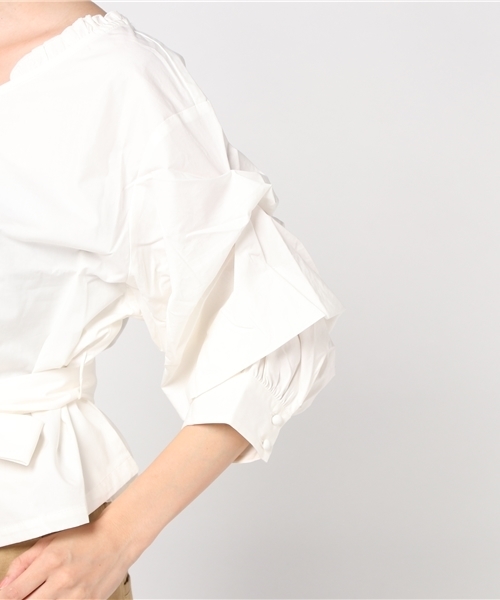 one after another NICE CLAUP（ワンアフターアナザーナイスクラップ）の「前リボンそでボリュームブラウス（シャツ/ブラウス・レディース・ブラウン系その他/チェック/オフホワイト/ピンク系その他・FREE）」の9枚目の写真