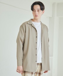 MONO-MART | TRストレッチスーツ地L/Sオープンカラーシャツ(MONO-MART)(シャツ/ブラウス)