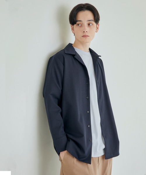 MONO-MART(モノマート)の「TRストレッチスーツ地L/Sオープンカラーシャツ(MONO-MART)(シャツ/ブラウス・メンズ・チャコールグレー/ブラック/ベージュ/パープル/ネイビー/キャメル/ベージュ系その他/モカ/グレー/ブラウン/ブラウン系その他/ベージュ系その他2/グレー系その他/ブルー系その他・FREE)」の11枚目の写真