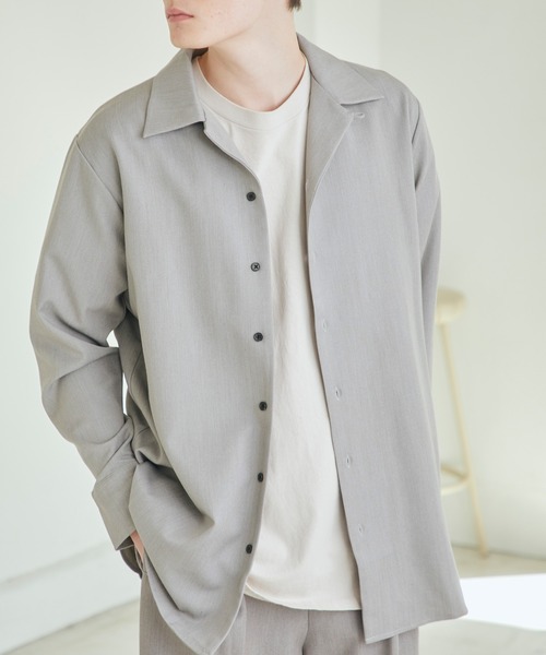 MONO-MART(モノマート)の「TRストレッチスーツ地L/Sオープンカラーシャツ(MONO-MART)(シャツ/ブラウス・メンズ・チャコールグレー/ブラック/ベージュ/パープル/ネイビー/キャメル/ベージュ系その他/モカ/グレー/ブラウン/ブラウン系その他/ベージュ系その他2/グレー系その他/ブルー系その他・FREE)」の3枚目の写真