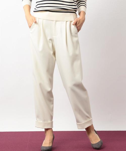 green label relaxing(グリーンレーベルリラクシング)の「CB クロップド ワイド テーパードパンツ ◆(その他パンツ・レディース・ブラック/ダークグリーン/オフホワイト・38/36)」の2枚目の写真