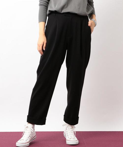 green label relaxing(グリーンレーベルリラクシング)の「CB クロップド ワイド テーパードパンツ ◆(その他パンツ・レディース・ブラック/ダークグリーン/オフホワイト・38/36)」の1枚目の写真