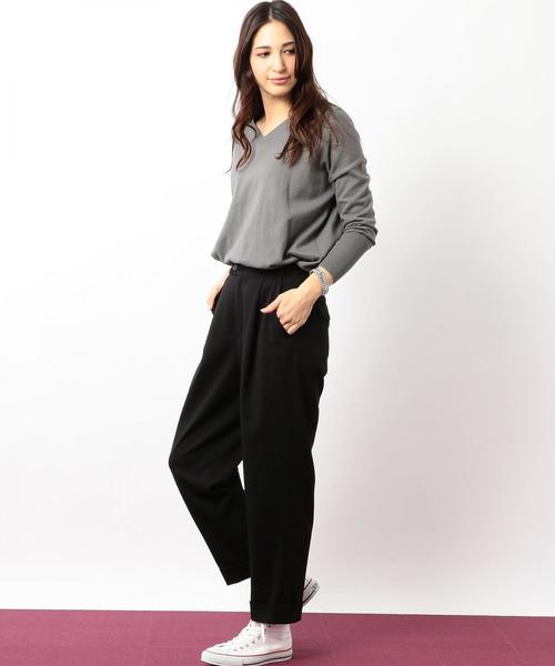 green label relaxing(グリーンレーベルリラクシング)の「CB クロップド ワイド テーパードパンツ ◆(その他パンツ・レディース・ブラック/ダークグリーン/オフホワイト・38/36)」の7枚目の写真